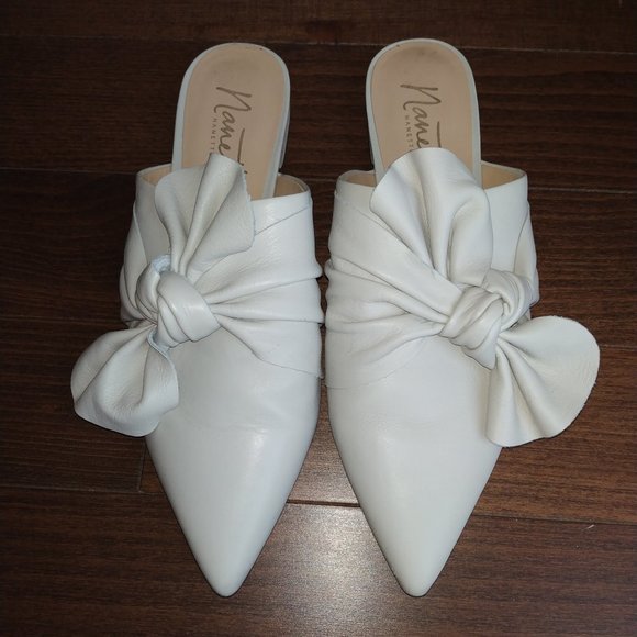 Nanette Lepore Shoes - ✨Host Pick✨ Nanette Lepore Pearl White Bow Mules